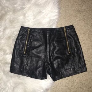 Faux leather high waisted shorts